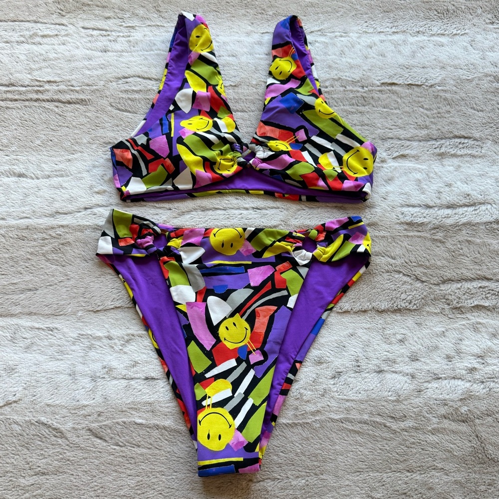 Maaji Smiledelic Talia Ring Front Bralette Bikini Top and Bottom Size M - Picture 4 of 7